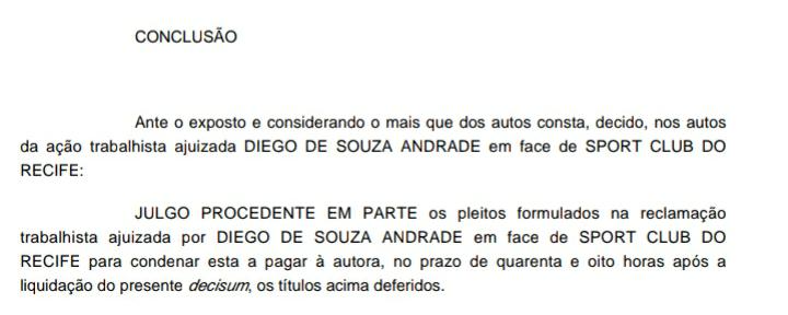 Dívidas: Justiça condena Sport a pagar R$ 902 mil a Diego Souza 2 Posts