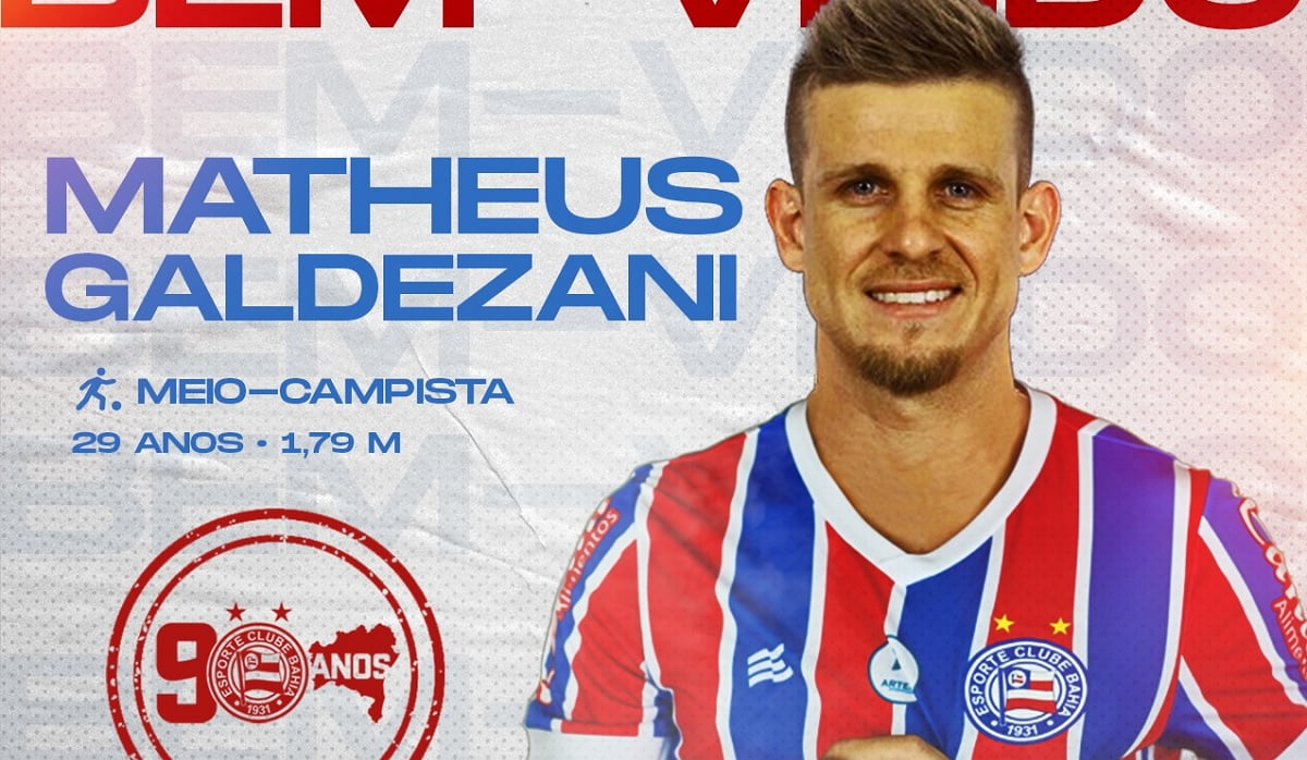 Bahia anuncia a contratação do volante Matheus Galdezani