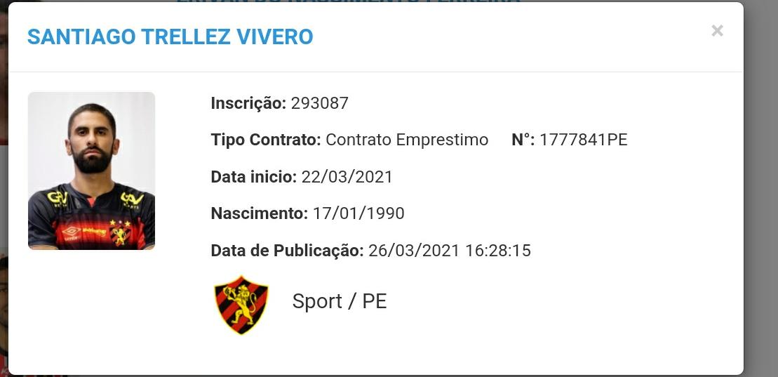 Trellez é regularizado e fica à disposição para fazer estreia pelo Sport 1 Posts