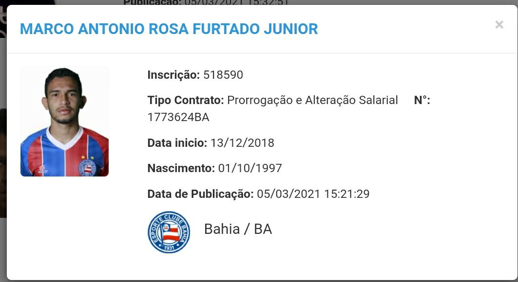Bahia estende contrato do meia Marco Antônio até fevereiro de 2023 1 Posts