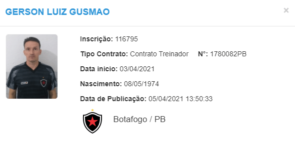 Regularizado, Gérson Gusmão comandará o Botafogo-PB nesta segunda 1 Posts