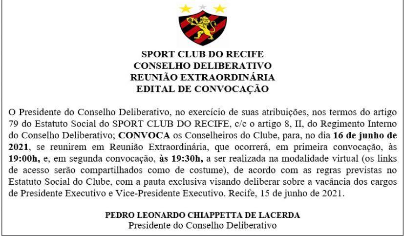 Além de Bivar, vice também renuncia e Conselho do Sport marca reunião para esta quarta 1 Posts