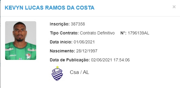 Lateral esquerdo Kevyn é regularizado e pode fazer estreia pelo CSA 1 Posts