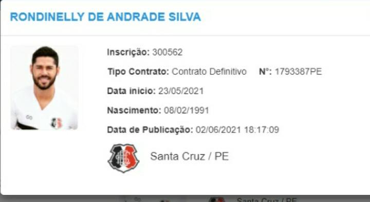 Meia Rondinelly é regularizado e pode fazer estreia pelo Santa Cruz 1 Posts