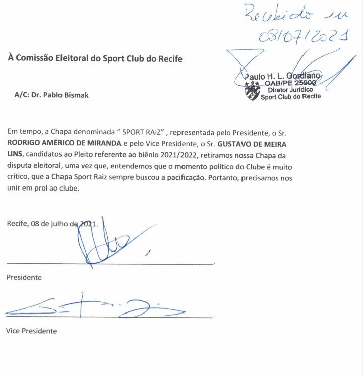 Rodrigo Miranda retira candidatura para eleição do Sport 1 Posts