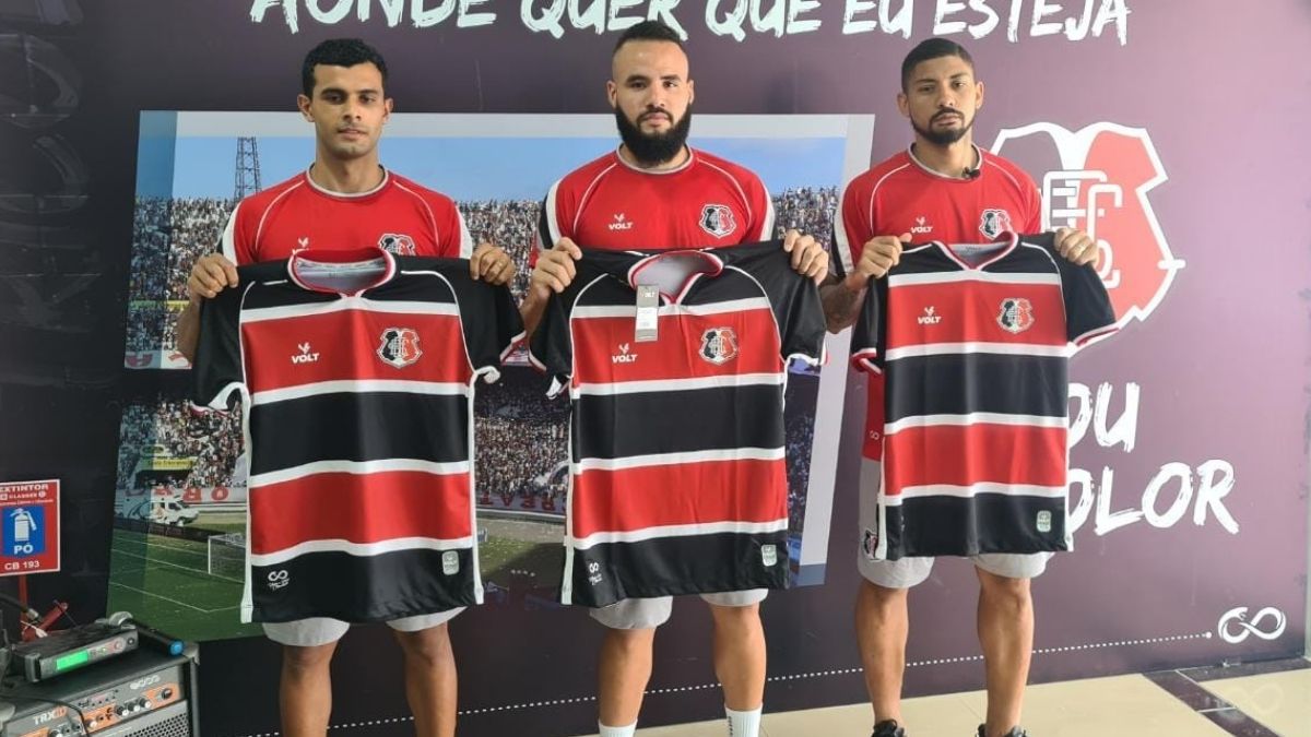 Santa Cruz apresenta volantes Matheus Lira e Rodrigo Yuri e meia João Henrique