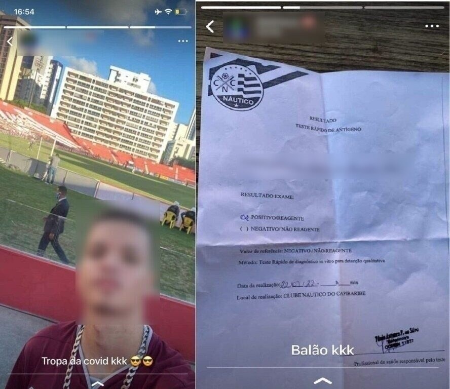 Torcedor testa positivo para a Covid-19, entra nos Aflitos e posta nas redes sociais