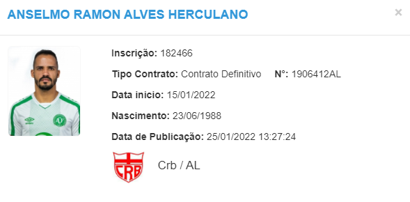 Anselmo Ramon é regularizado e pode estrear pelo CRB 1 Posts