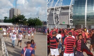 Torcidas de Fortaleza e Sport no Castelão, antes da final da Copa do Nordeste