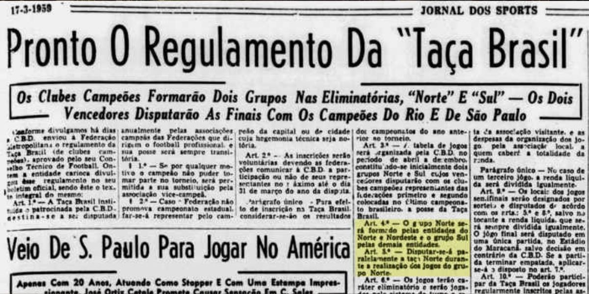Os títulos regionais oficiais dentro da Taça Brasil, com aval da CBD sobre a “Taça Norte”