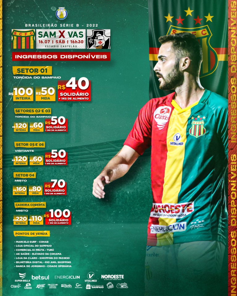 Sampaio já vendeu mais de 5 mil ingressos para jogo contra o Vasco e Castelão terá setor de torcida mista 1 Posts