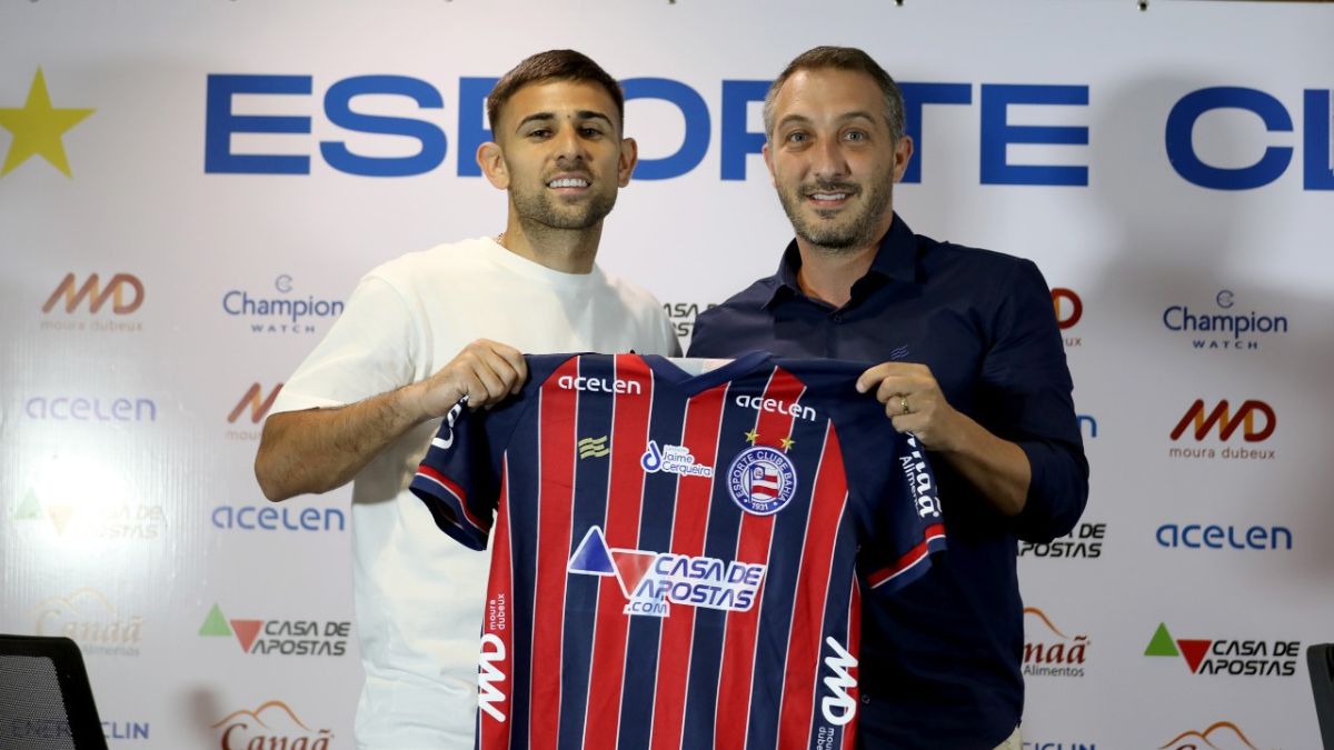 Bahia: Nicolás Acevedo comemora chegada ao Brasileirão e mira um espaço na Seleção Uruguaia 1 Apresentação do volante Nicolás Acevedo no Bahia