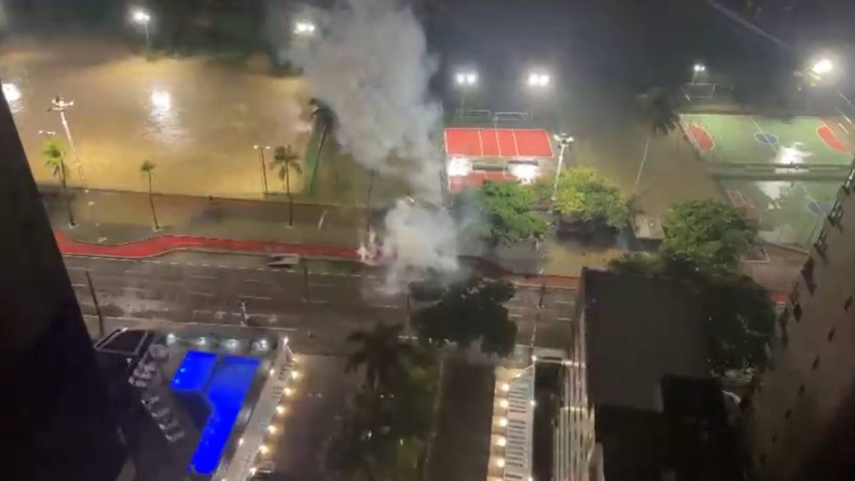 Copa do Brasil: torcedores do Sport fazem foguetório em frente ao hotel do Coritiba