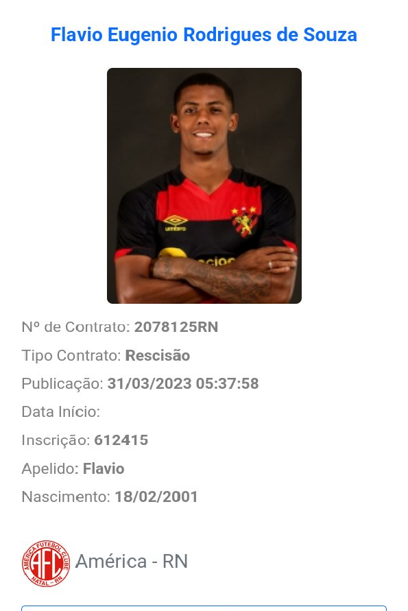 Emprestado pelo Sport, atacante Flávio Souza rescinde com o América-RN 1 Posts