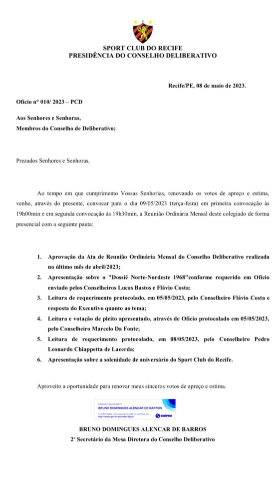 Reunião do Conselho Deliberativo do Sport