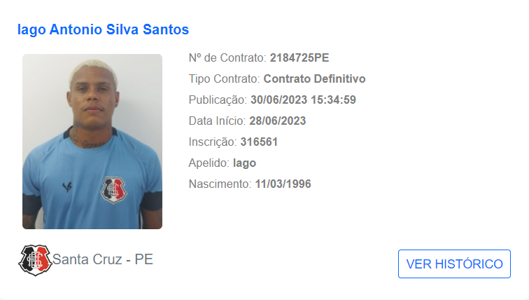 Santa Cruz tem Iago Silva regularizado e técnico faz testes na equipe; veja prováveis mudanças contra Nacional-PB 1 Iago Silva, do Santa Cruz, aparece no BID. Foto: Site BID/CBF