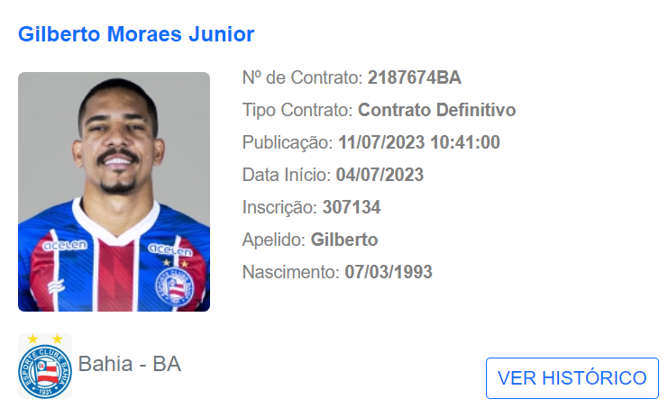 Gilberto, lateral-direito do Bahia, é regularizado no BID