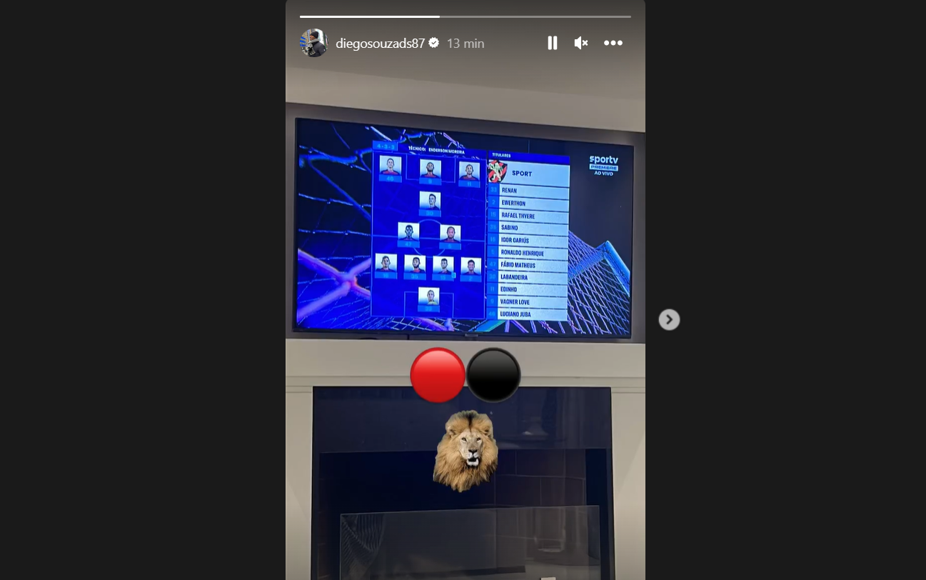 Na torcida via rede social: Diego Souza acompanha jogo entre Sport e Vitória pela Série B 1 Diego Souza posta foto assistindo partida entre Sport x Vitória pela Série B 2023