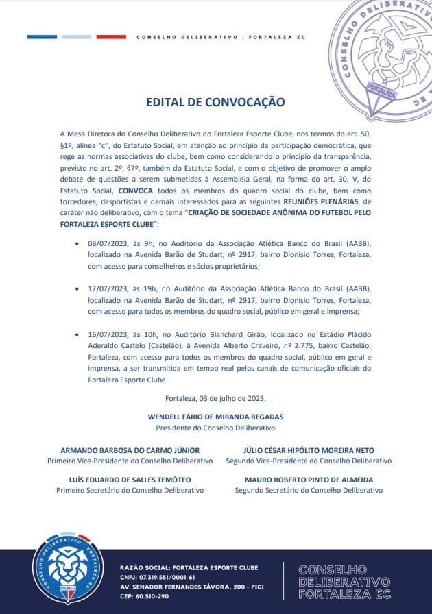 Edital Conselho SAF - Fortaleza