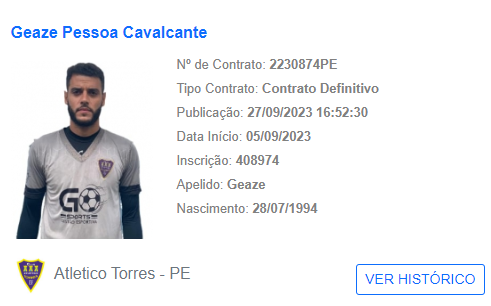 Geaze, ex-Santa Cruz, será atleta do Atlético Torres na Série A2 do Pernambucano 