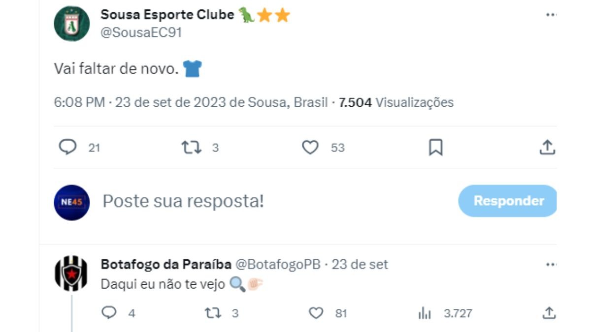 Botafogo-PB e Sousa trocam farpas nas redes sociais