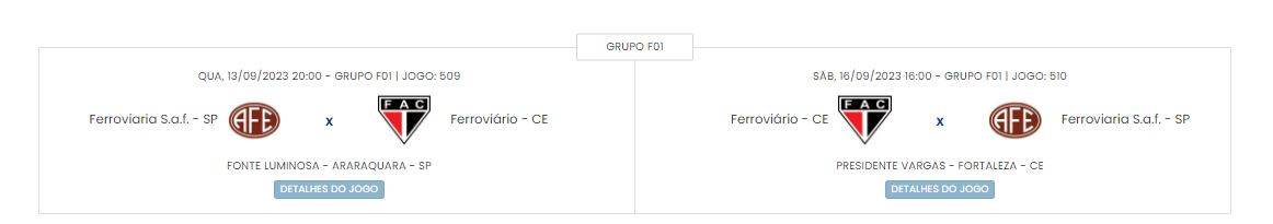 Série D: CBF marca datas das finais entre Ferroviário-CE e Ferroviária-SP 1 Posts