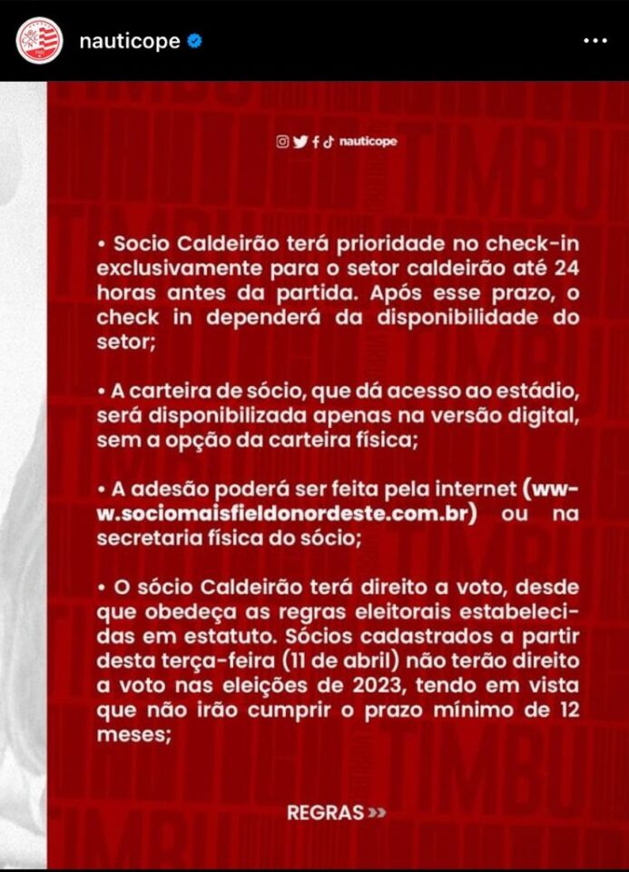Sócios do Náutico da categoria Caldeirão são excluídos da lista de aptos e não poderão participar da eleição 1 Sócio do Náutico - Caldeirão
