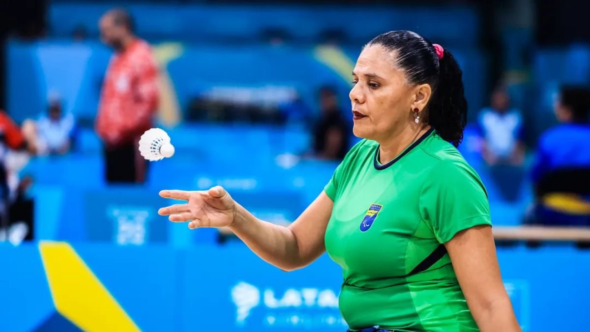 Maria Gilda, do Badminton, em jogo dos Jogos Parapan-Americanos Santiago 2023
