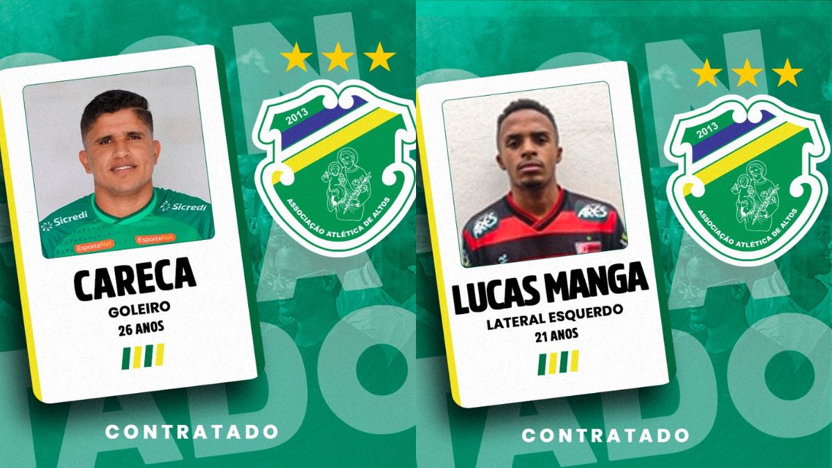 Altos anuncia o goleiro Careca e o lateral-esquerdo Lucas Manga para a próxima temporada