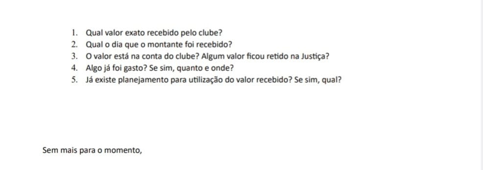 Conselho do Sport pede que executivo esclareça recebimento e uso de verbas da Liga Forte Futebol 2 Ofício do Conselho Deliberativo do Sport sobre recebimento de verba da Liga Forte Futebol