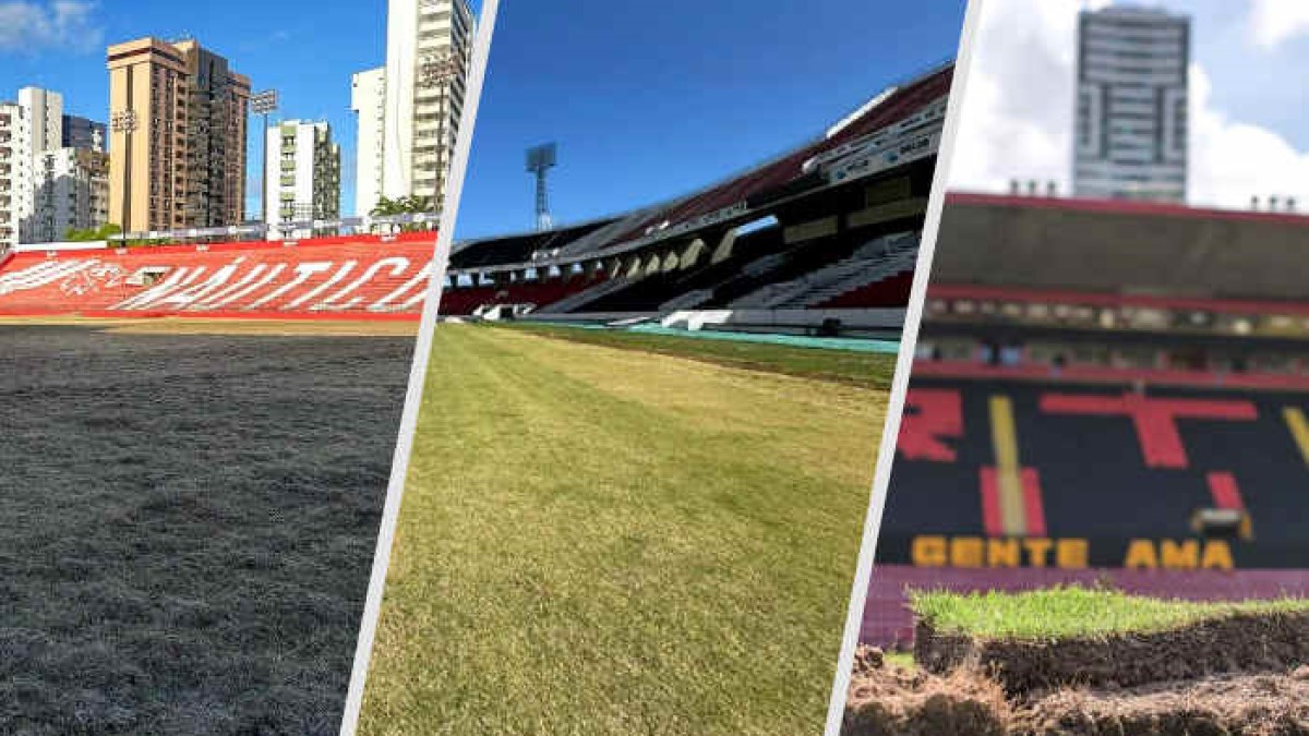 Gramados dos Aflitos, Arruda e Ilha do Retiro passam por reforma para 2024; veja a evolução