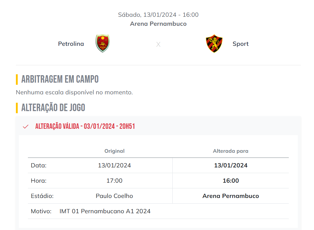 Jogo entre Petrolina x Sport muda de local e partida será na Arena de Pernambuco 1 Mudança de local de Petrolina x Sport confirmado para a Arena de Pernambuco