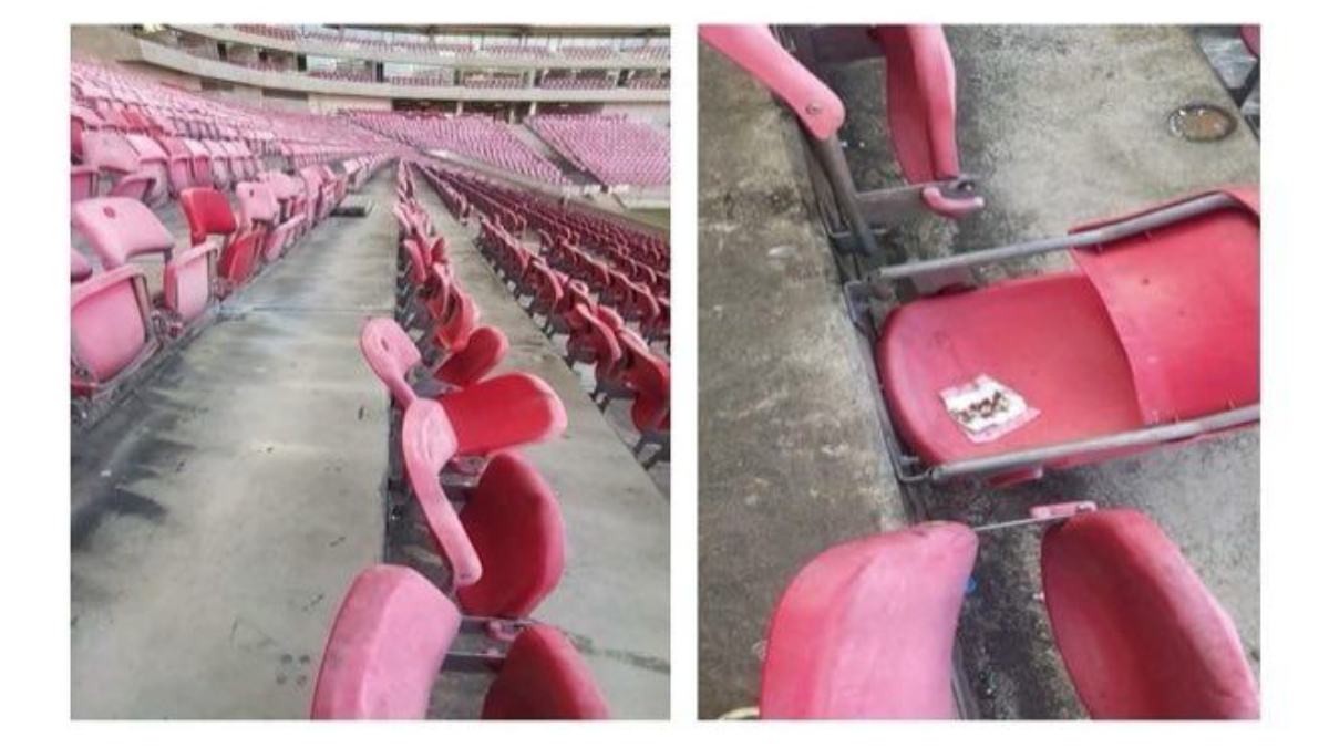 Sport é notificado pela Arena de Pernambuco por cadeiras quebradas no Clássico diante do Santa Cruz
