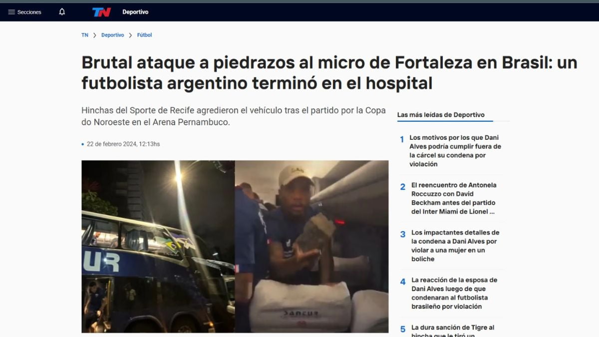 Atentado ao ônibus do Fortaleza - Portal TN