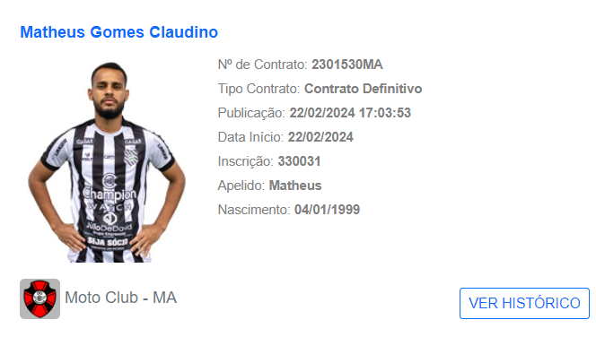 Moto Club acerta a contratação do volante Matheus Claudino, ex-Figueirense 1 Posts