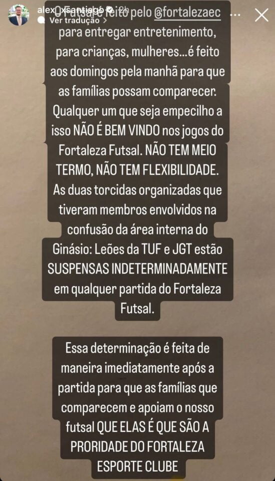PRESIDENTE FORTALEZA SUSPENDE ORGANIZADAS