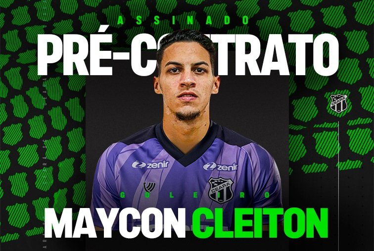 Ceará oficializa empréstimo do goleiro Maycon Cleiton, ex-Santa Cruz e Vitória