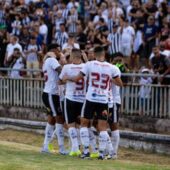 Jogadores do Botafogo no Almeidão