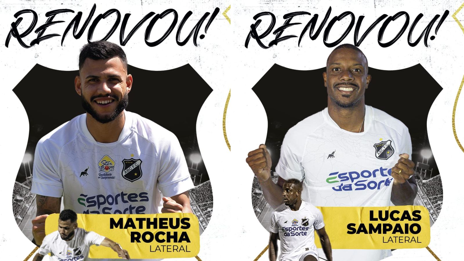 ABC confirma renovação de contrato com os laterais Matheus Rocha e Lucas Sampaio