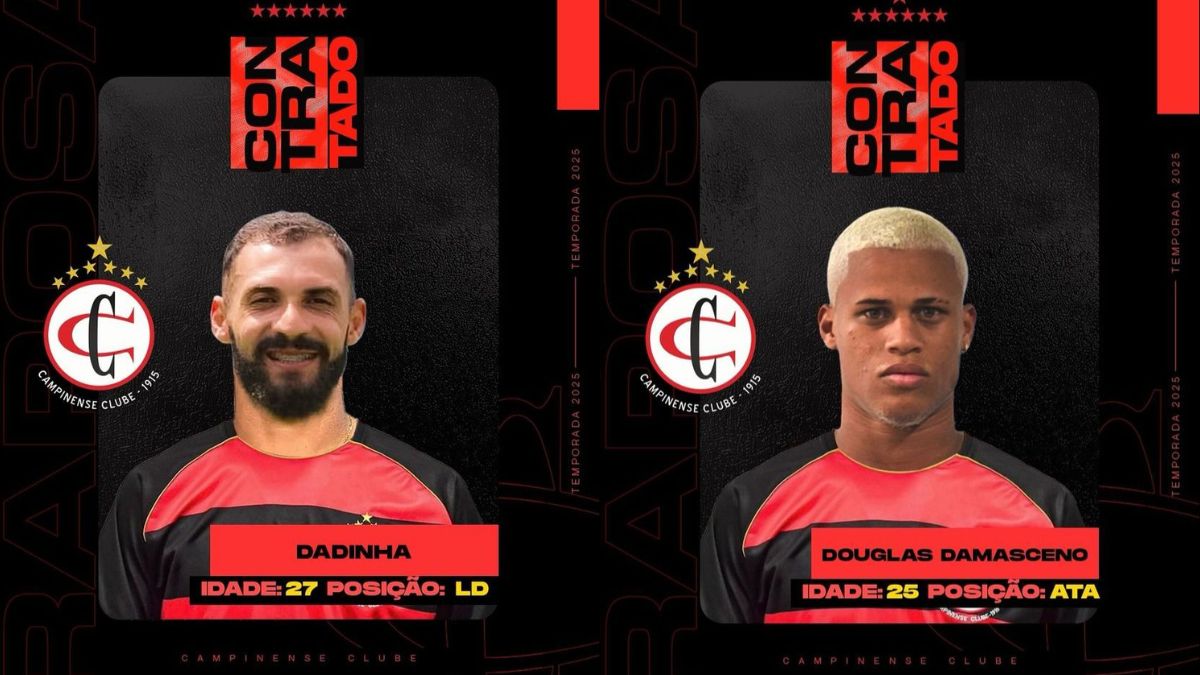 Campinense anuncia as chegadas do lateral-direito Dadinha e do atacante Douglas Damasceno