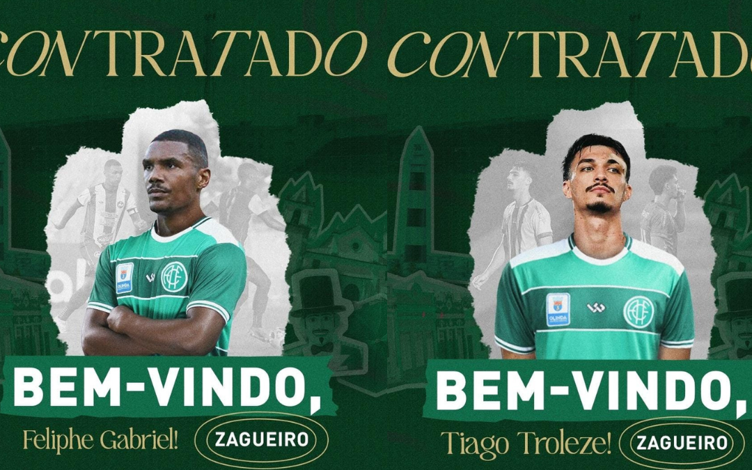 América-PE anuncia a contratação dos zagueiros Feliphe Gabriel e Tiago Troleze