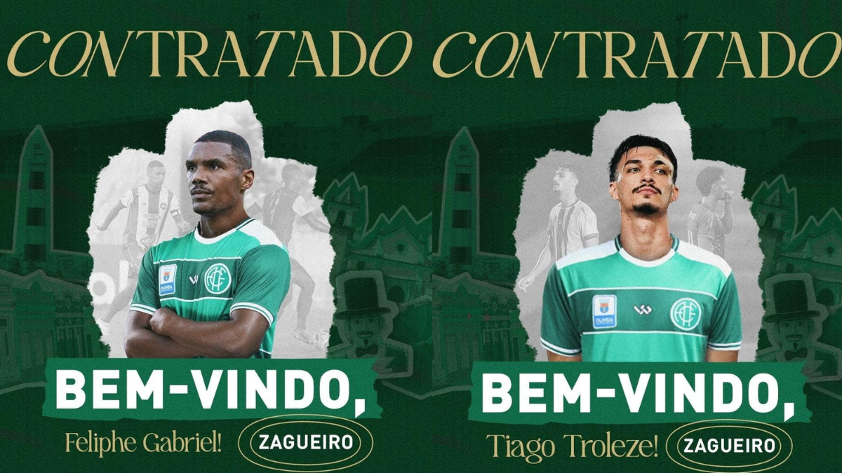 América-PE anuncia a contratação dos zagueiros Feliphe Gabriel e Tiago Troleze