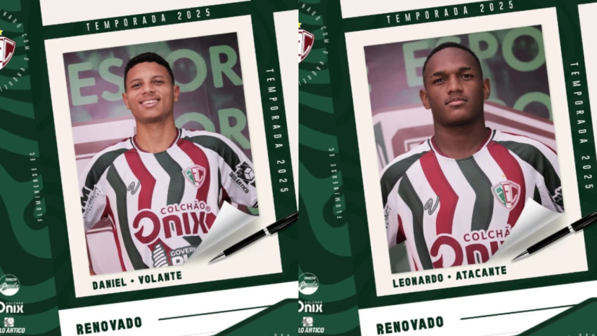 Fluminense-PI anuncia renovações do volante Daniel e do atacante Leonardo