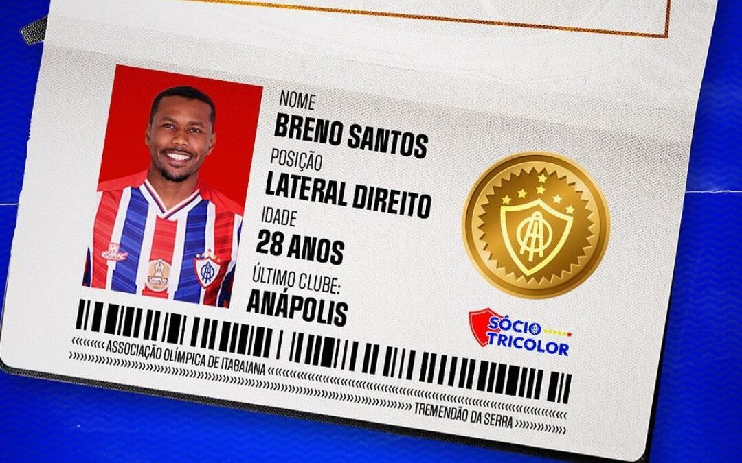 Itabaiana anuncia contratação do lateral-direito Breno Santos, ex-Anápolis e Campinense