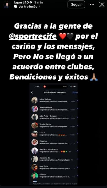 Sport não chega a cordo por Portillo