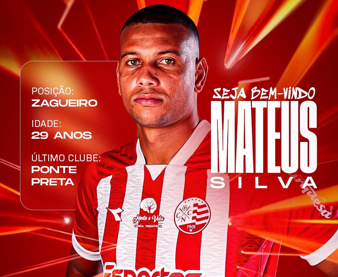 Náutico oficializa contratação do zagueiro Mateus Silva, ex-Ponte Preta