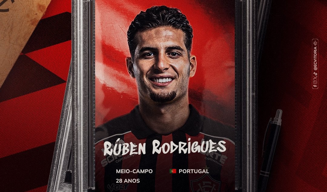 Vitória oficializa contratação do meio-campista Rúben Rodrigues
