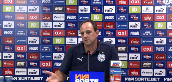 Bahia: Ceni projeta mata-mata complicado na Copa do Nordeste e elogia Tiago, que "vem evoluindo" 1 Rogério Ceni, técnico do Bahia - Reprodução/TV Bahêa