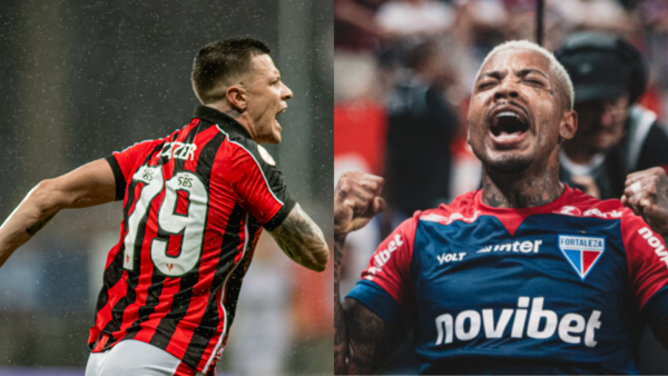 Lei do ex? Fortaleza x Vitória marca reencontros de Marinho com o Rubro-Negro e Kayzer com o Tricolor 1 Renato Kayzer, do Vitória, e Marinho, do Fortaleza - Fotos: Victor Ferreira/ECV; Mateus Lotif/FEC
