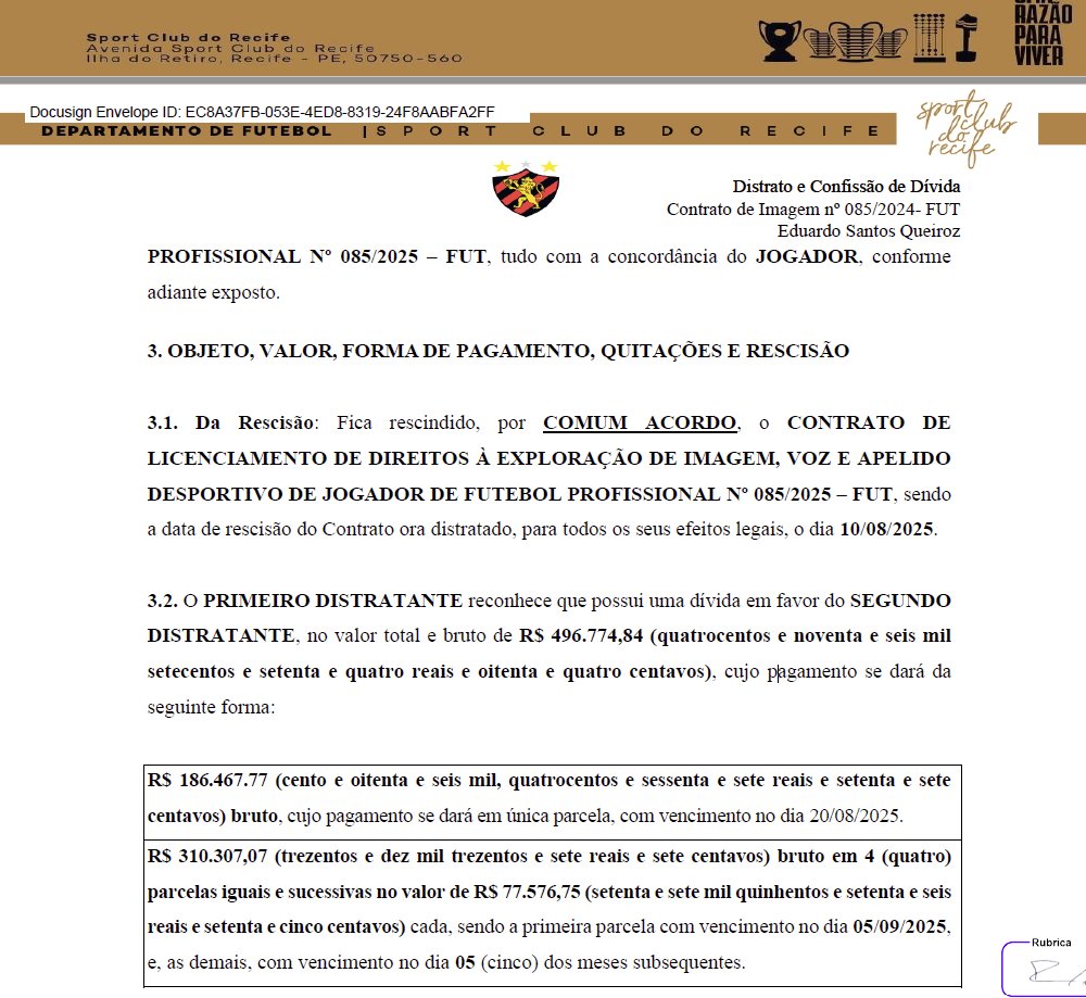 Sport confirma atraso em pagamento de dívida com Du Queiroz: “Estamos trabalhando para resolvê-lo” 1 Posts